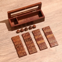 Игра настольная 2в1 (домино + кубики) 19х6х5 см, дерево шишам