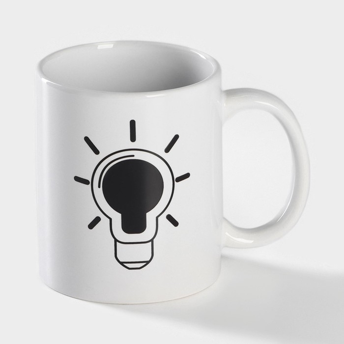 Кружка - хамелеон керамическая Доляна &laquo;Лампочка&raquo;, 350 мл, цвет белый