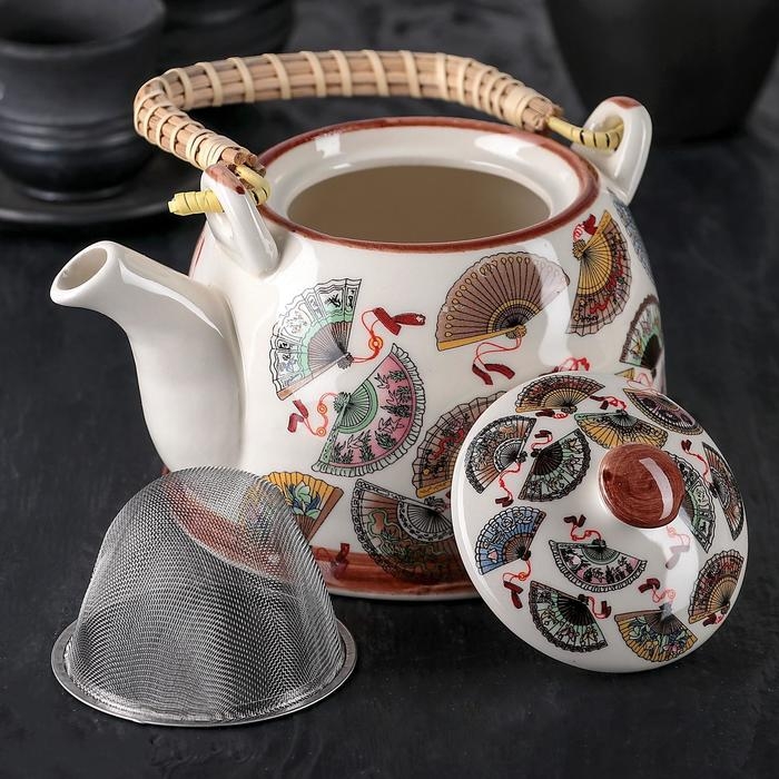 Чайник керамический заварочный с металлическим ситом &laquo;Веера&raquo;, 900 мл