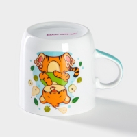 Кружка керамическая Доляна &laquo;Тигрёнок с грушами&raquo;, 230 мл, цвет белый