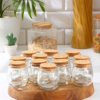 Набор баночек стеклянных для специй с пробковой крышкой Доляна &laquo;Парфе&raquo;, 200 мл, 7,3&times;7,2 см, 12 шт