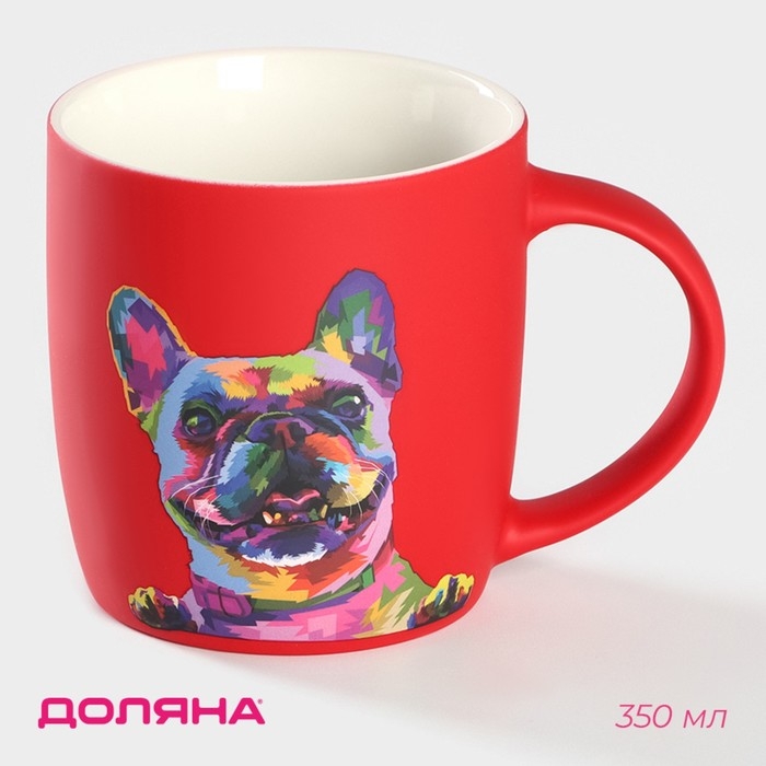 Кружка фарфоровая Доляна &laquo;Собачка&raquo;, 350 мл