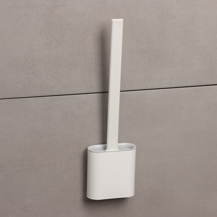 Ёршик для унитаза силиконовый Доляна &laquo;Лилу&raquo;, 4,3&times;9,5&times;36 см, цвет белый