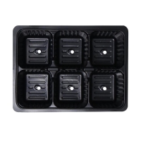 Кассета для рассады, на 6 ячеек, по 120 мл, пластиковая, чёрная, 18 &times; 13 &times; 6 см, в наборе 10 шт., Greengo