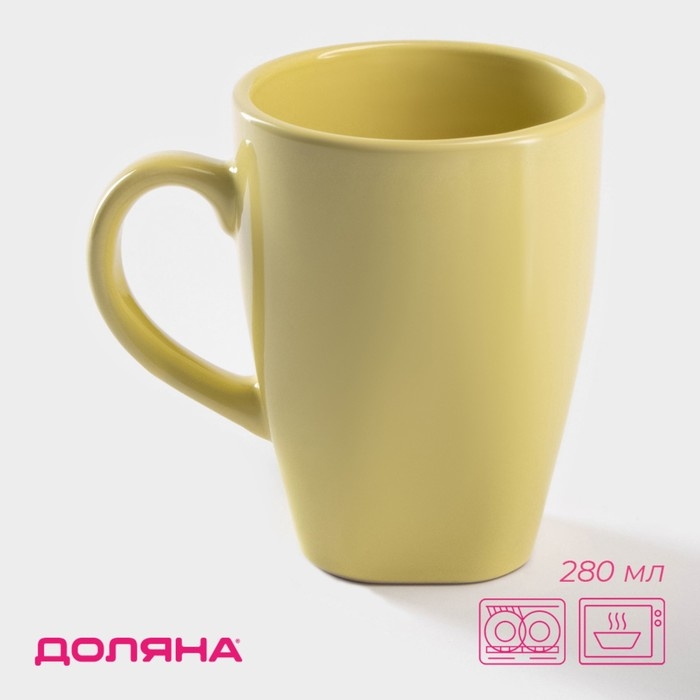 Кружка керамическая Доляна &laquo;Пастель&raquo;, 280 мл, цвет жёлтый