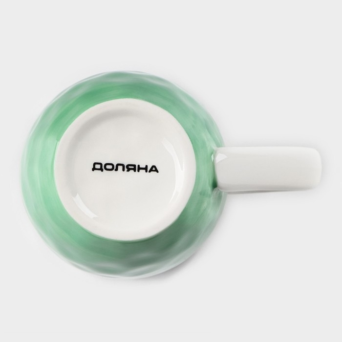 Кружка фарфоровая Доляна &laquo;Космос&raquo;, 400 мл, цвет зелёный