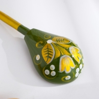 Ложка полубаская &laquo;Зеленая роспись&raquo;, ручная работа