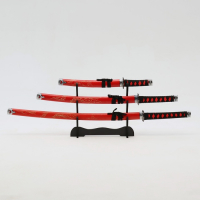 Сув. изделие катаны 3в1 на подставке, ножны дерево, дракон красные 54/81/100 см