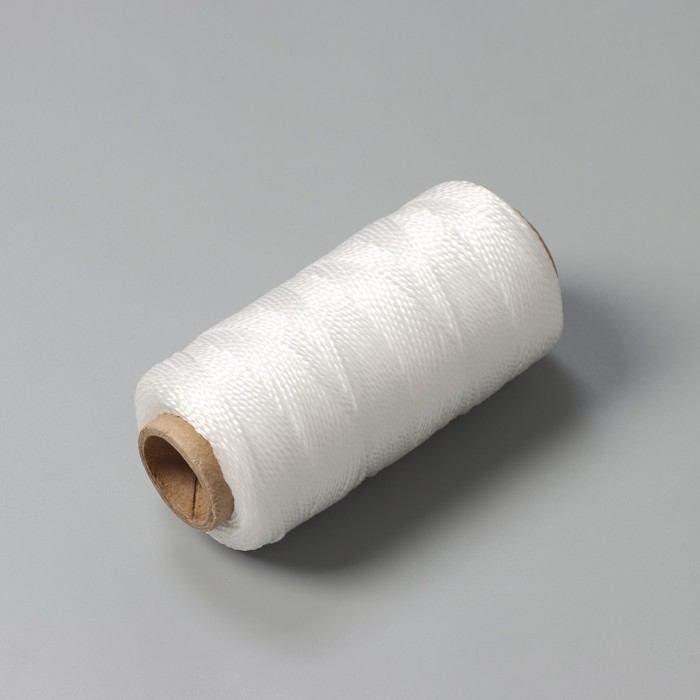 Нить крученая Доляна, 2-х прядная, ПП, d=1,3 мм, 200 м, цвет белый