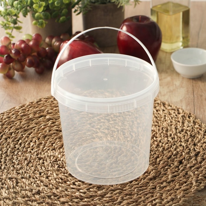 Ведро пластиковое одноразовое с крышкой &laquo;Для солений&raquo;, 1,5 л, d=14 см, прозрачное, 226 шт/уп.