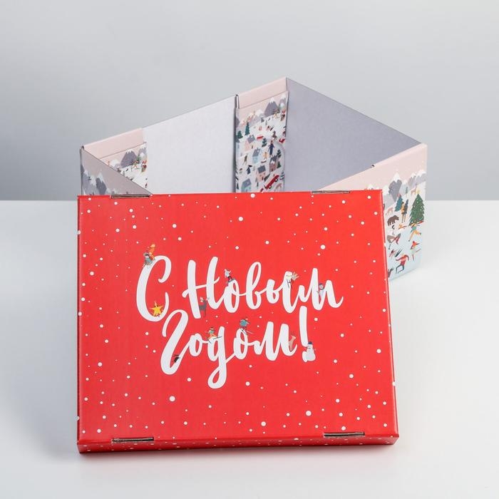Коробка подарочная новогодняя складная &laquo;С Новым годом&raquo;, 31,2 х 25,6 х 16,1 см, Новый год
