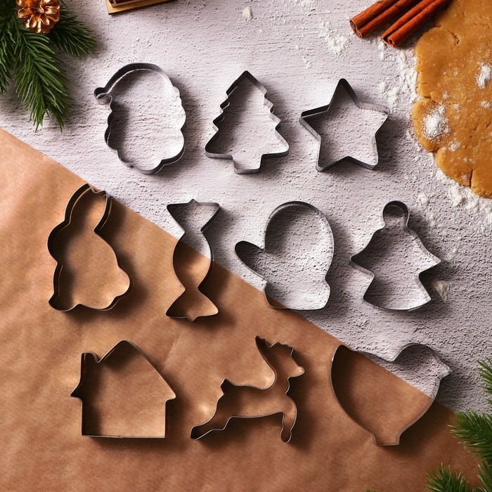 Подарочный набор формочек для печенья KONFINETTA &laquo;Зимние приключения&raquo;: 10 шт, нержавеющая сталь