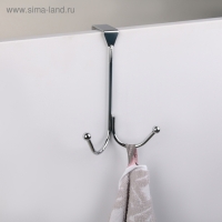 Вешалка на дверь Доляна &laquo;Лайт&raquo;, 2 крючка, 16,5&times;5&times;9,5 см, цвет хром