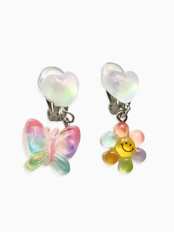 Серьги-клипсы детские Выбражулька &laquo;Бабочка&raquo;, сияющие, цветные