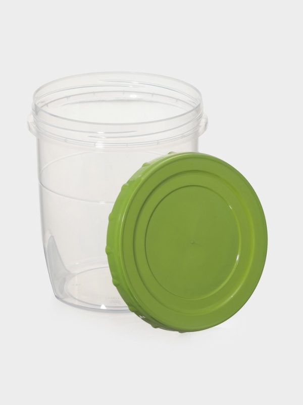 Банка для хранения продуктов, 1.3 л, пластик, прозрачная, крышка МИКС