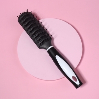 Расчёска массажная, вентилируемая, 4 &times; 23,2 см, цвет чёрный/белый