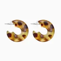 Серьги акрил &laquo;Леопард&raquo; бублик, цветной в серебре