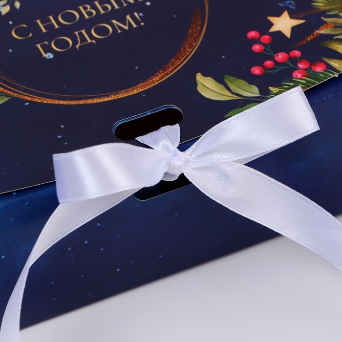 Новый год. Коробка подарочная новогодняя складная, упаковка, &laquo;Космическое воспоминания&raquo;, 16 &times; 12 &times; 5 см.