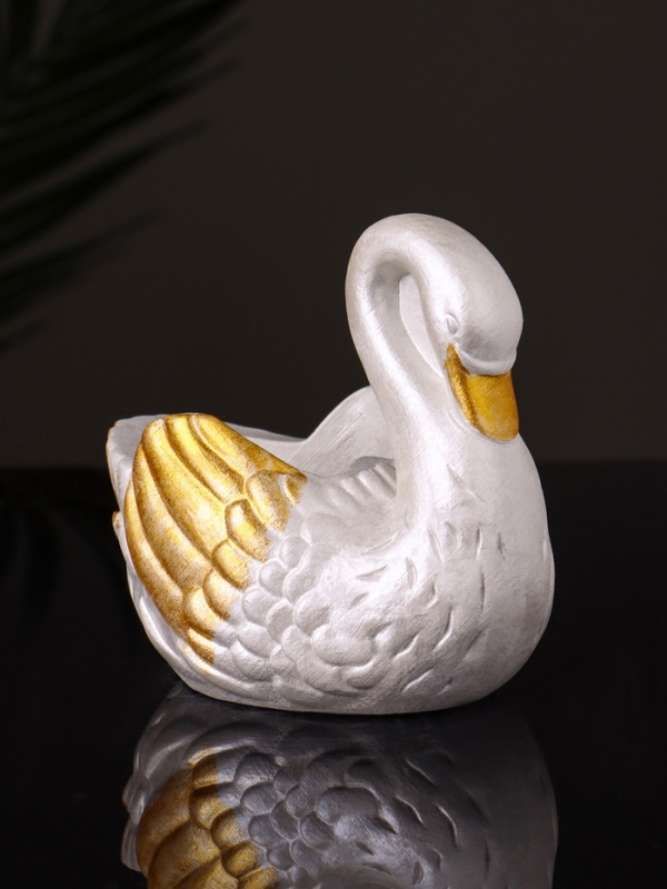 Кашпо "Лебедь" 9х10х6 см, перламутр
