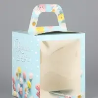 Коробка подарочная пасхальная с окном &laquo;Небесная голубая&raquo; 15&times;15&times;18 см