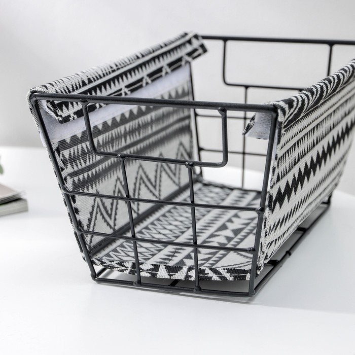 Корзина для хранения Доляна &laquo;Марокко&raquo;, 25&times;15&times;11,5 см, цвет чёрно-белый