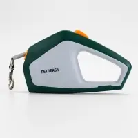 Рулетка - поводок для собак, лента 3 метра, белая/зелёная