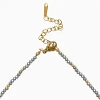 Чокер из бисера &laquo;Хрусталь&raquo;, серый в золоте, 37 см + 5 см доп, цепочка