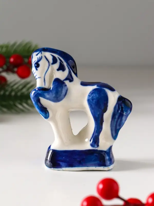 Сувенир "Конь  Щеголь", 9х5 см, гжель