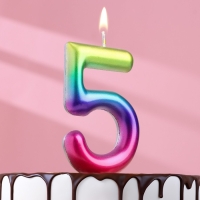 Свеча в торт "Акварель", цифра 5, 9 см, ГИГАНТ