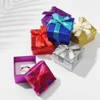 Коробочка подарочная под кольцо/серьги &laquo;Звёзды&raquo; перелив, 5&times;5, МИКС, вставка белая