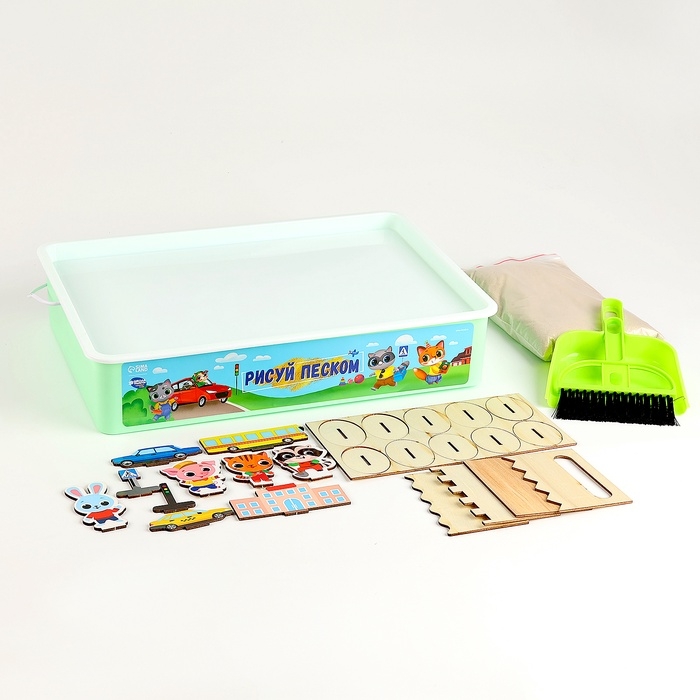 Планшет «Рисование песком», 27 х 39 см, песок 1 кг, 10 фигурок, набор для творчества Планшет «Рисование песком», 27 х 39 см, песок 1 кг, 10 фигурок, набор для творчества