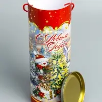 Подарочная коробка, тубус под бутылку &laquo;Золотая елочка&raquo; 120х345мм (325 мм внутр. Высота)&para;