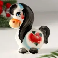 Сувенир Лошадь Василиса,8х6,5х3,5см ,гжель, цвет