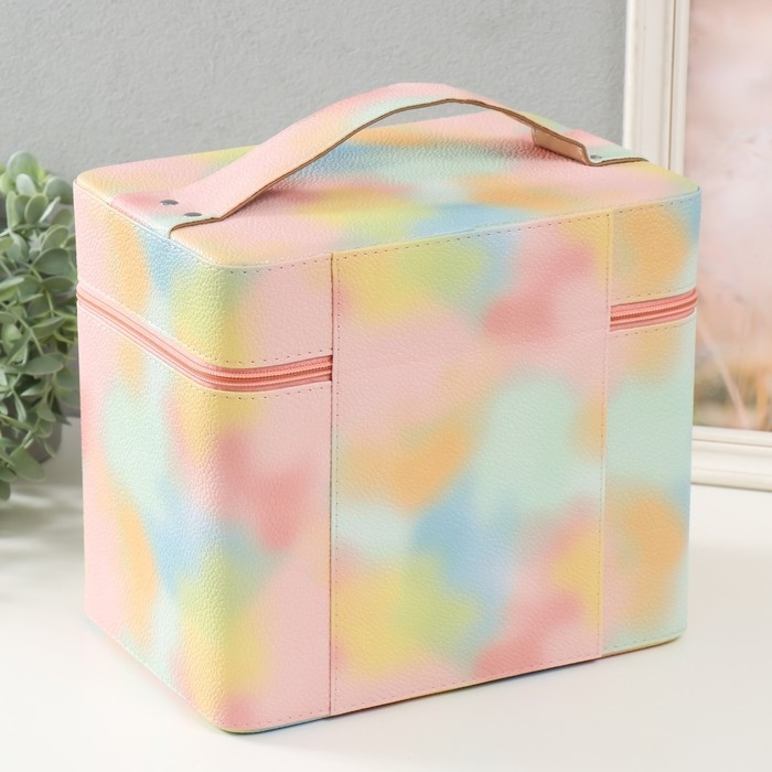 Шкатулка кожзам с зеркалом "Этажи. Рассвет" 27х18х24 см