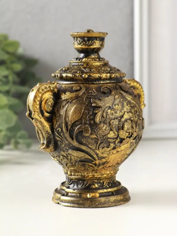 Шкатулка для украшений &laquo;Самовар&raquo; 10&times;12&times;8 см, гипс, состаренное золото