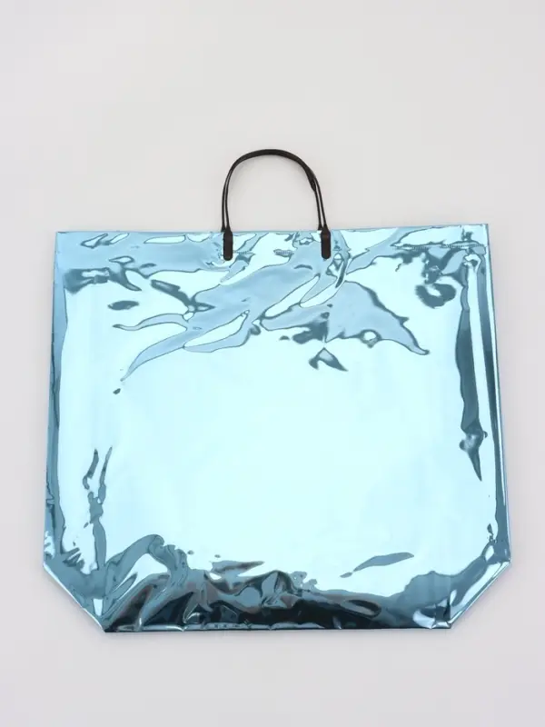 Пакет подарочный ПВХ, голография, голубой, пластиковая ручка, 44&times;33&times;12 см