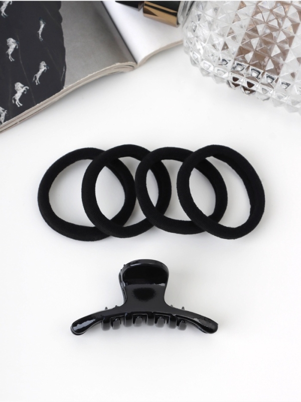 Набор для волос &laquo;Вивьен&raquo;, 4 резинки 5.5 см, краб 6 см, классика дуга, чёрный