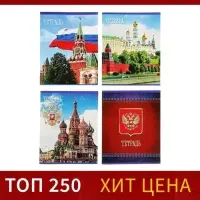 Тетрадь 48 листов в клетку Calligrata &laquo;Россия&raquo;, обложка мелованная бумага, блок №2, белизна 75% (серые листы), МИКС