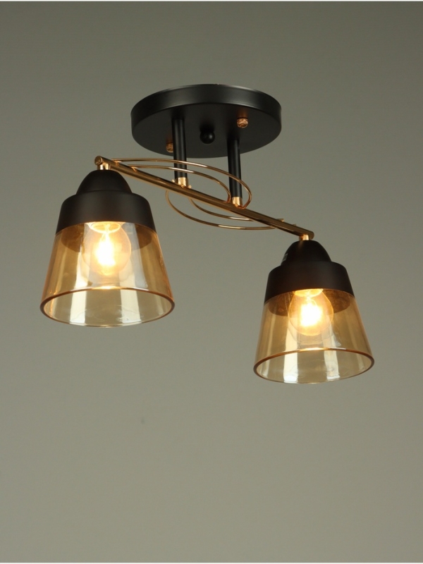 Люстра "Кансе" 2хЕ27 40Вт черно-золотой 41х15х23 см