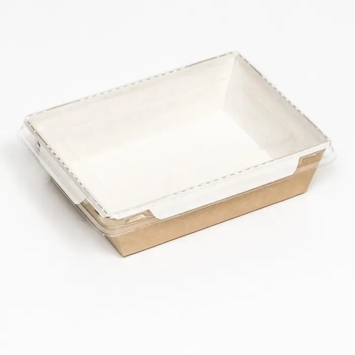 Контейнер с плоской крышкой, крафт, 0,5 л, 16 х 12 х 4,5 см