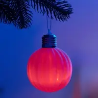 Елочный шар "Малиновый бархат" 8 см, 1 LED, LR44x3 (в компл.), Т/БЕЛЫЙ
