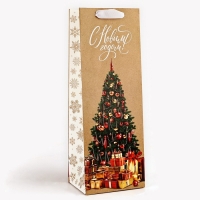 Пакет под бутылку &laquo;Новогодние подарки&raquo;, ёлка, 13 х 36 х 10 см , Новый год