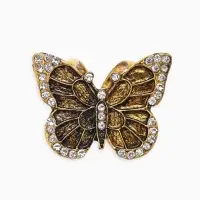 Кольцо для платка "Бабочка", цвет белый в чернёном золоте