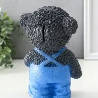 Копилка "Мишка в джинсах" серый, 19,5х13х11 см