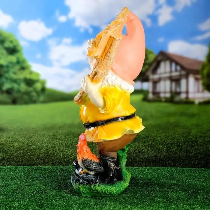 Садовая фигура из полистоуна &laquo;Гном с табличкой WELCOME с петухом&raquo;, 61&times;23&times;36 см, МИКС