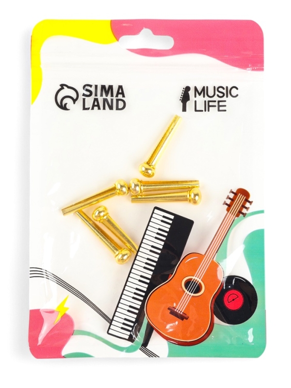 Набор фиксаторов струн Music life, 6 штук, медный