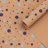 Крафт бумага &laquo;Конфетти&raquo; синий/голубой на коричневом фоне, 0.72&times;10&plusmn;5% м, 60 г