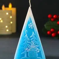 Свеча новогодняя пирамида "Снеговик"12х6,5мм, голубой