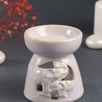 Набор: аромалампа для эфирных масел, мелтсы из воска ароматические &laquo;Слон со слонёнком&raquo;, светлый беж, 10&times;10&times;9 см