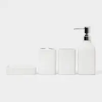 Набор для ванной "Кристаль", 4 предмета (дозатор для мыла, 2 стакана, мыльница)